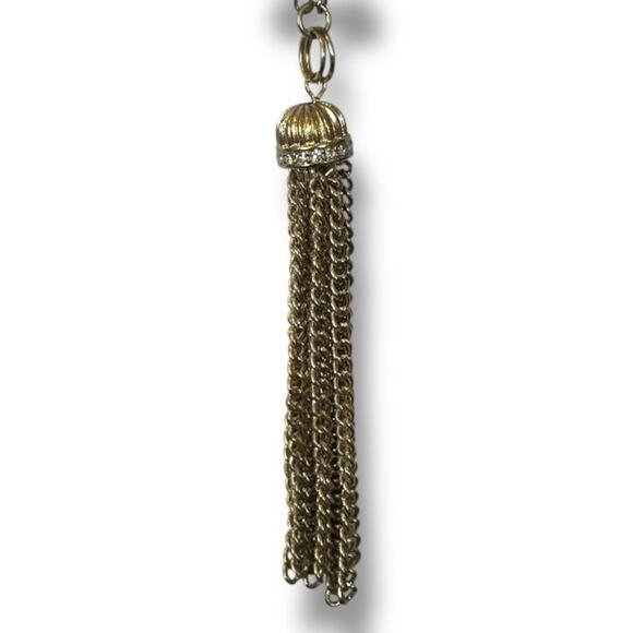 Women’s Necklace Double Strand Tassel Glass Bead Brown Gold 18/20” Length - Picture 6 of 11